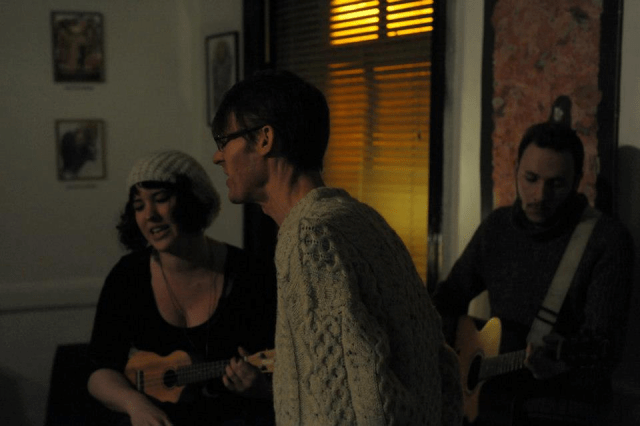 Johnny Gash with Chrissy Velveteen (small guitar) and Chris Ryan (big guitar)