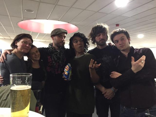 The cast in rehearsal.